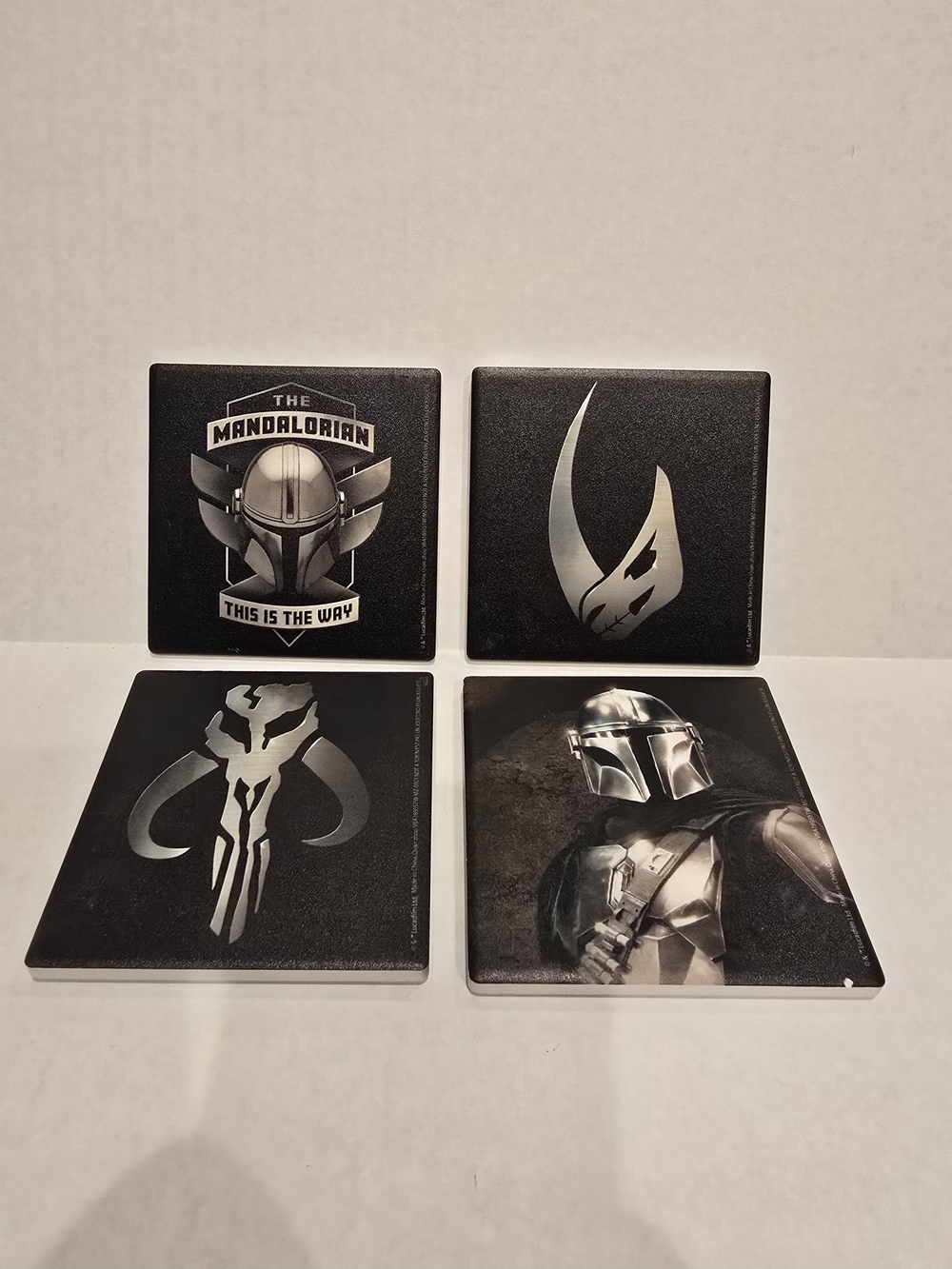 The Mandalorian Black Icon Coaster Set - Silver Accents